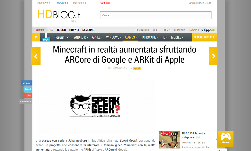 Minecraft in realtà aumentata sfruttando ARCore di Google e ARKit di Apple