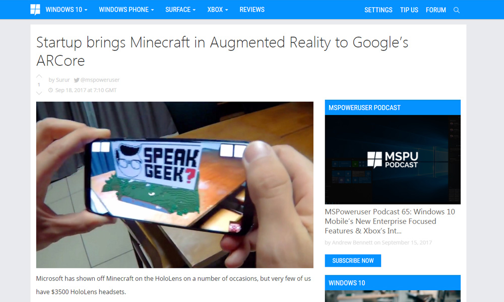 Startup brings Minecraft in Augmented Reality to Google’s ARCore